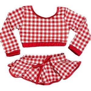 Red Gingham Skirt Bikini 9M & 4T NWT